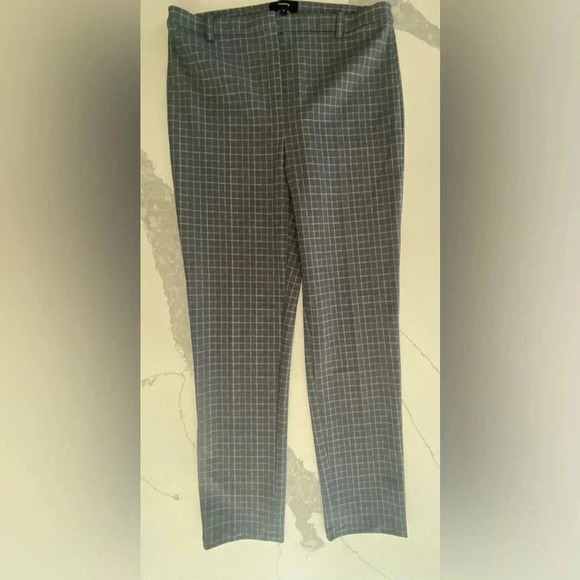 Theory Cropped Check Ponte High Rise Stretch Skinny Pant Gray/Blue Womens 4 NWOT - Picture 8 of 13